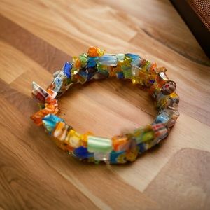 SOLD Multicolored glass gemstone wrap around bracelet